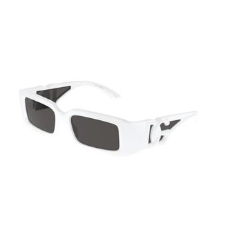 Dolce & Gabbana Wit Frame Donkergrijze Lens Zonnebril - unisex - Accessoires - Wit - Maat: 53 MM