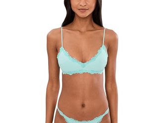 Free People Charlie V Bralette Womens Bra Blue Light : LG (Womens 12-14), Nylon/Spandex