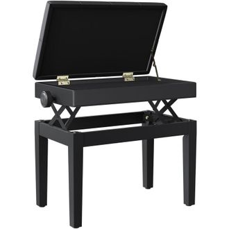 HOMCOM Homcom - Sgabello per Pianoforte con Vano Portaoggetti e Altezza Regolabile, Nero