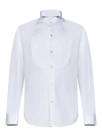 Emporio Armani White Cotton Poplin Tuxedo Shirt