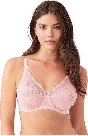 Wacoal Retro Chic Full-Busted Underwire Bra 855186 Womens Bra Apricot Blush : 42DDD, Lace/Mesh/Nylon