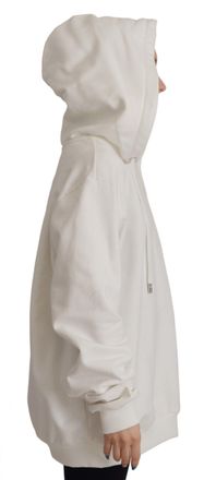 Dolce & Gabbana Womens White Hoodie Pullover Embroidered Sweater Cotton Clothing