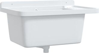 vidaXL Vidaxl - Fregadero Utilitario De Pared Resina Blanco 60x40x28 Cm