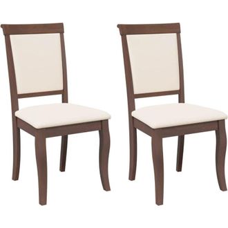 vidaXL Vidaxl - Sillas De Comedor Con Cojines 2 Uds Madera Maciza Marr&oacute;n Caucho