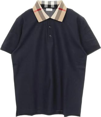 Burberry 2020s check-collar polo shirt - Blue