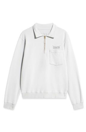 Fortela Yalepcoach Brushed Jersey Quarter Zip Collared Printed Sweatshirt in Ice at Nordstrom, Size Xx-Large Eu