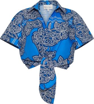 Cara Cara Asbury gestrikte blouse met bloemenprint - Blauw