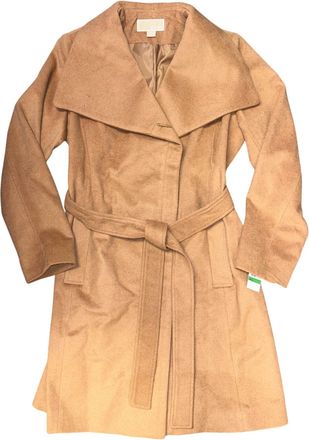 Polo Ralph Lauren Womens Wool Belted Wrap Solid Coat In Camel