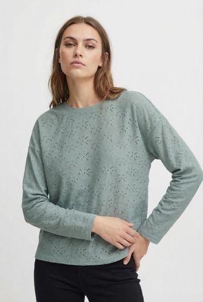 Only Langarmshirt ONLY ONLSMILLA LIFE L/S TOP JRS, Damen, Gr. XL, abyss, Jersey, Obermaterial: 95% Polyester, 5% Elasthan, unifarben, regular fit Po-bedeck