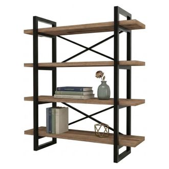 Dmora Estanter&iacute;a Inverigo, Biblioteca 4 Niveles, Instalaci&oacute;n Libre, Estructura Met&aacute;lica, 106x33x120h Cm Marr&oacute;n