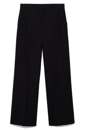 Mango Creased Wide Leg Pants in Black at Nordstrom, Size 12