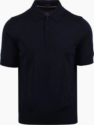 HUGO BOSS Mens Boss Black BOSS NOLANO KNITTED POLO DARK BLUE - Navy - Size: 44