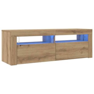 Berkfield Home TV Cabinet with LED Lights Artisan Oak 120x35x40 cm Engineered Wood in Brown | Size: 120 x 35 x 40 cm