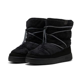 Puma Winterboots PUMA SNOWBAE SUEDE WNS, Damen, Gr. 37,5, puma schwarz, flat schwarz gray, Textil, unifarben, Schuhe Winterboots, mit Schn&uuml;rung, profiliert