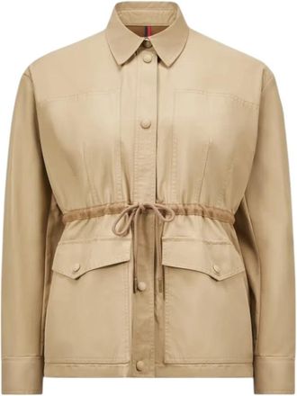 Moncler Jassen, Dames, Beige, M, Beige Safari Field Jacket Licht Functioneel