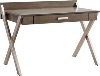 Leick Home X-Leg Mixed Metal & Wood Computer Desk With Keyboard Drawer