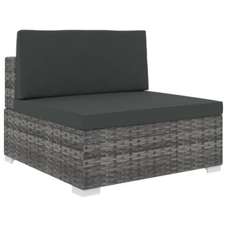 vidaXL Asiento Seccional Central Con Cojines 1ud Rat&aacute;n Sint&eacute;tico Gris Vidaxl