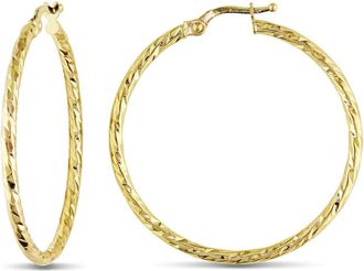 Amour 35mm Diamond Cut Hoop Earrings in 10k Yellow Gold