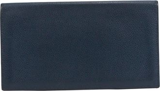 Herm&egrave;s Navy Evercalf Leather Long Wallet (Bi-Fold) (Pre-Owned)
