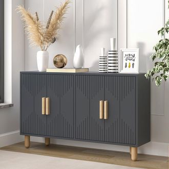 Dmora Aparador Colzano, 2 Estantes, 4 Compartimentos, 4 Puertas, 120x30x74h Cm Negro Antracita