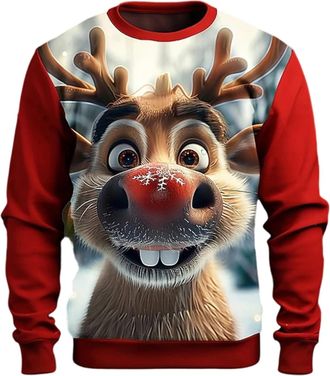 Generic Santa Claus Funny Ugly Christmas Jumpers for Men Christmas Jumper Santa Costume Xmas Jumpers for Men UK Novelty 3D Sweatshirt Pullover Tops Festive Ou