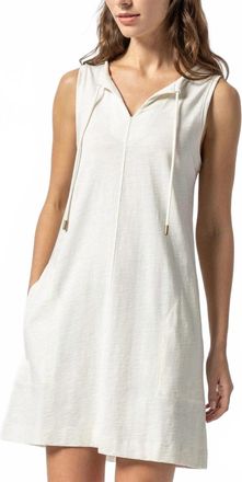 Lilla P Womens Split Neck Sleeveless Dress In Ecru