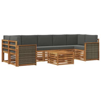 vidaXL Conjunto De Sof&aacute;s De Exterior 8 Uds. Natural Y Antracita Vidaxl