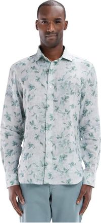 Eden Park Overhemden, Heren, Veelkleurig, XL, Linnen, Bloemen Linnen Overhemd Slim Fit