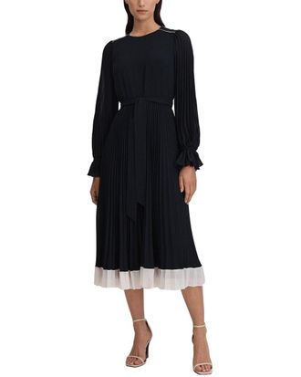 Reiss Priya Pleated Skirt Midi Dress
