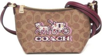 Coach Tweedehands leren schoudertassen - Dames - Vintage Schoudertas - Beige - ONE Size - Leer - Vintage