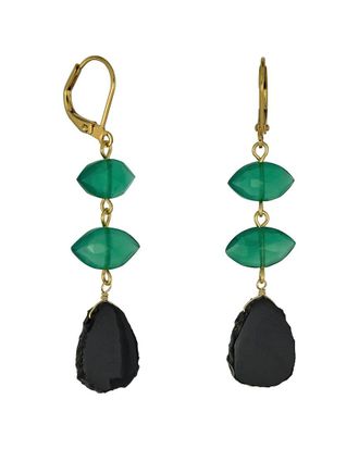 Rachel Reinhardt Jewelry Green And Black Onyx Linear Earrings