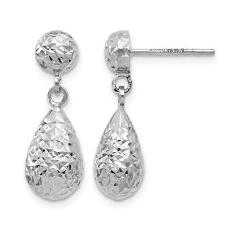 Diamond2Deal 14K White Gold Diamod-cut Drop Dangle Earrings