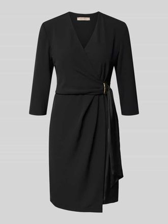Rinascimento Rinascimento Knielanges Cocktailkleid in Wickel-Optik in Black, Gr&ouml;&szlig;e XL