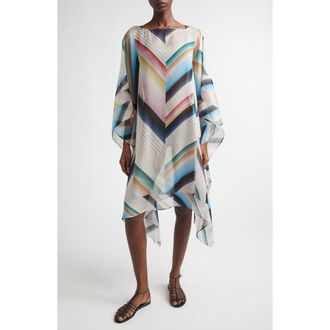 Missoni Chevron Print Silk Poncho in 0001 Blue Multi at Nordstrom