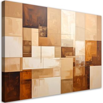 Feeby Cuadro En Lienzo, Formas Geom&eacute;tricas Abstractas En Beige, 120x80