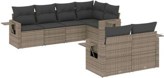 vidaXL Set De Sof&aacute;s De Jard&iacute;n 7 Piezas Con Cojines Rat&aacute;n Pe Gris Vidaxl