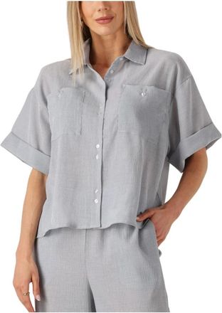 Moss Copenhagen Overhemden, Dames, Grijs, M, Gestreept shirt voor zonnige dagen