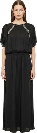 Pinko Black Embellished Round Neck Maxi Dress