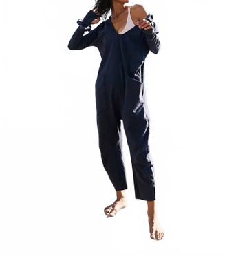 Free People Hot Shot Long Sleeve Onesie In Midnight Navy