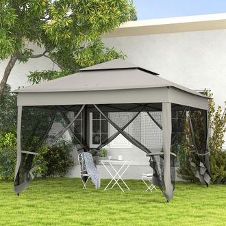 OUTSUNNY Garden Folding Tent Heavy Duty Pop Up Gazebo for Party in Dark Grey