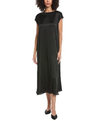 Eileen Fisher Bateau Neck Silk Midi Dress