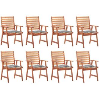 vidaXL Vidaxl - Sillas Comedor De Jard&iacute;n Y Cojines 8 Uds Madera Maciza Acacia