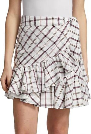 Veronica Beard Memphis Plaid Mini Skirt In White Multi