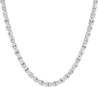 Pompeii3 53 Ct TW Oval Diamond Tennis Necklace 17 14k White Gold Lab Grown
