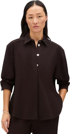Another Tomorrow Fluid Jersey Blouse in Dark Chocolate at Nordstrom, Size Medium L It