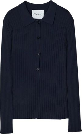 Closed Polo Shirt met Lange Mouwen - Dames - Polos - Blauw - L - Polyester - Tops
