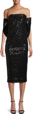 Toccin Loulou Sequined Bow-Back Midi-Dress In Black