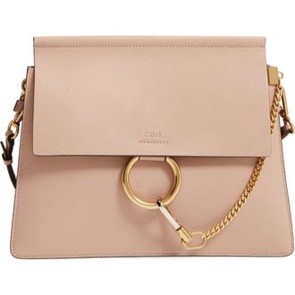 Chlo&eacute; Faye Goatskin Leather Shoulder Bag in Biscotti Beige at Nordstrom
