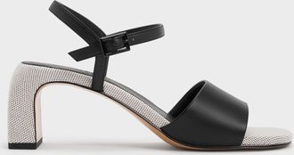 Charles & Keith Two-Tone Ankle-Strap Heeled Sandals