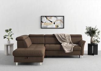 Sit&more Ecksofa »Marano L-Form« inklusive Kopfteilverstellung, wahlweise mit Bettfunktion, Bettkasten